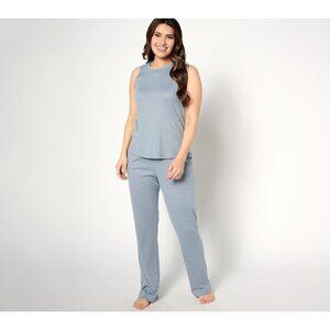 Bumblebella by Jill Martin Dreamy Pointelle Tank & Pant Set Small Denim Wash NEW